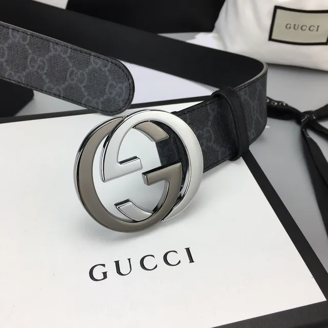 Gucci Ophidia GG Monogram Canvas Interlocking G Buckle Leather Belt 3