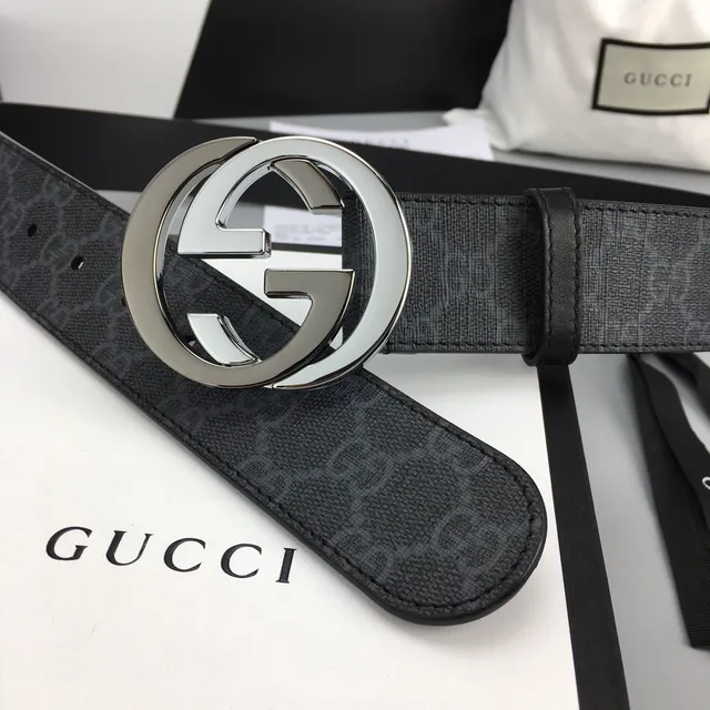 Gucci Ophidia GG Monogram Canvas Interlocking G Buckle Leather Belt 5