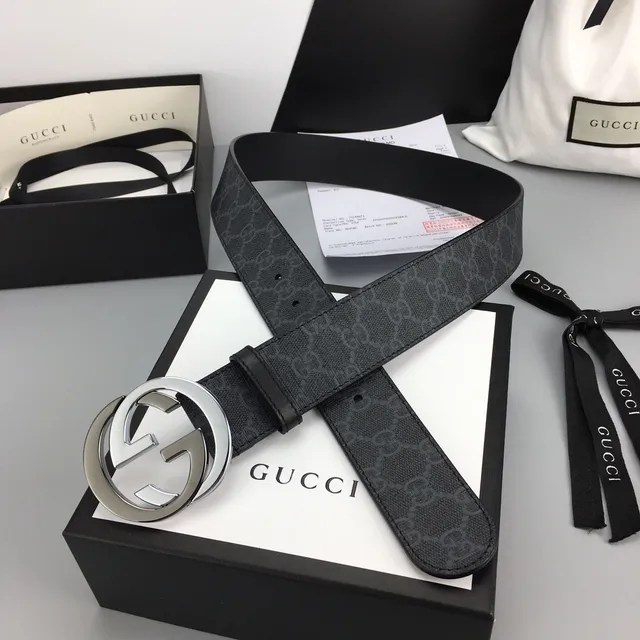 Gucci Ophidia GG Monogram Canvas Interlocking G Buckle Leather Belt 6