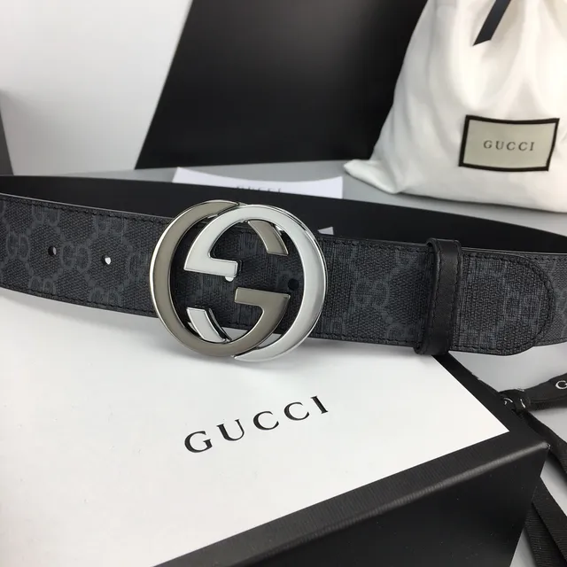 Gucci Ophidia GG Monogram Canvas Interlocking G Buckle Leather Belt 9