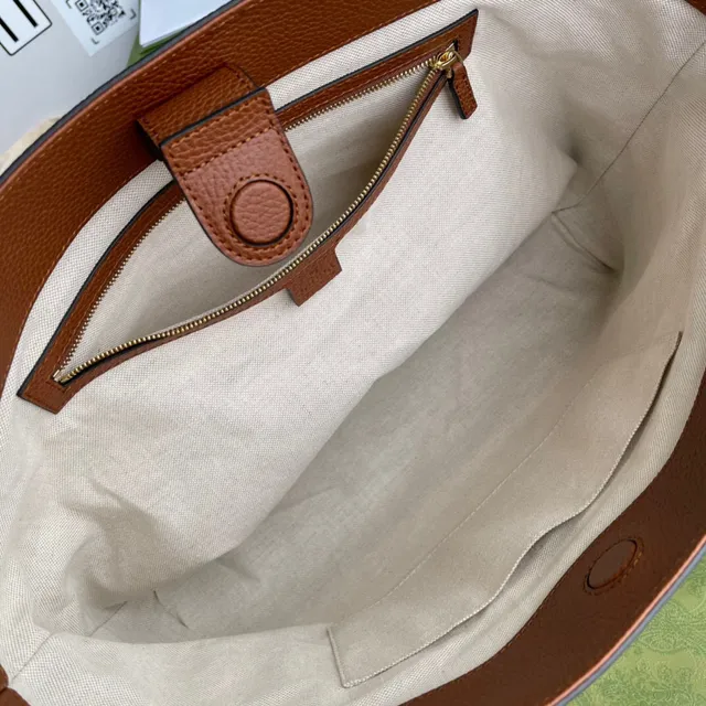 Gucci Ophidia GG Monogram حقيبة يد من جينز أزرق وجلد بني 2