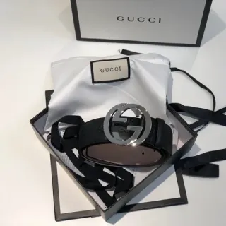 Gucci Ophidia Interlocking G Buckle حزام جلد أسود