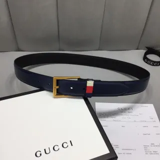 Gucci Ophidia Cinto de couro com fivela dourada marinho