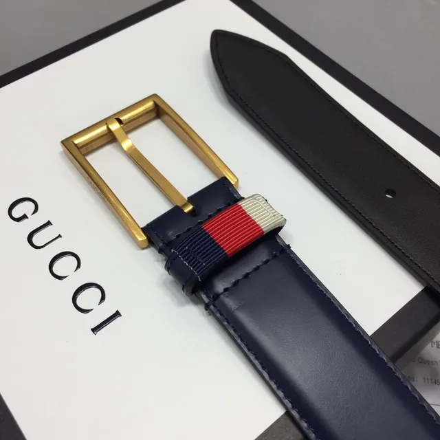 Gucci Ophidia Navy Gold Buckle Leather Belt 8
