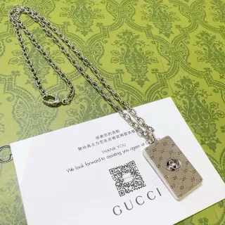 Gucci Ophidia আয়তাকার GG মোনোগ্রাম Silver Necklace