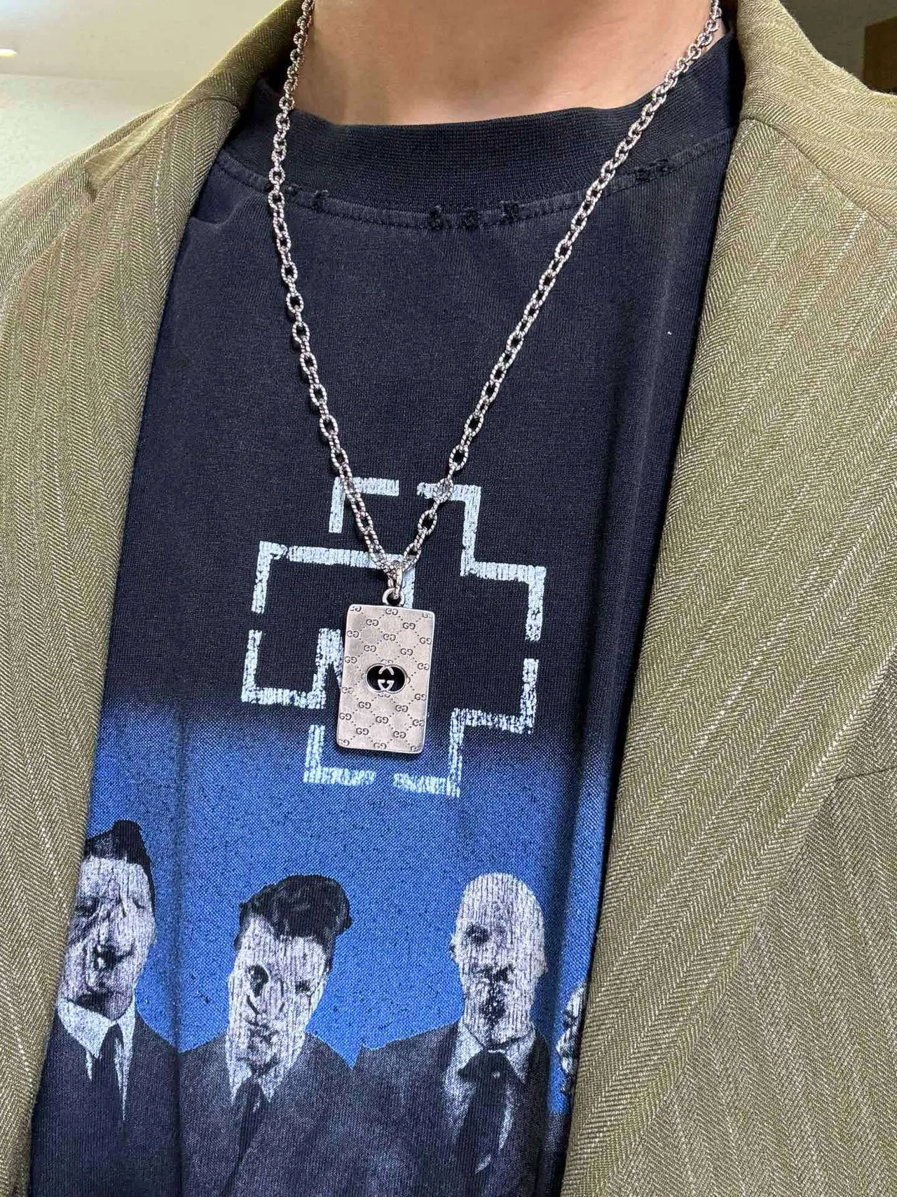 Gucci Ophidia Rectangular GG Monogram Silver Necklace 6