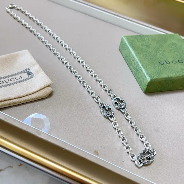 Gucci Ophidia Silver-Tone Interlocking G Link Necklace 7
