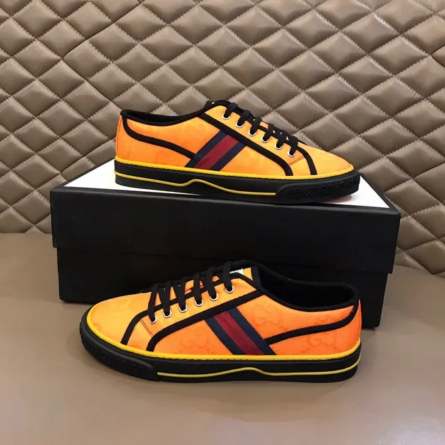 Gucci Orange Yellow Monogrammed Canvas Upper Red-Green Web Stripe Lifestyle Sneakers 8