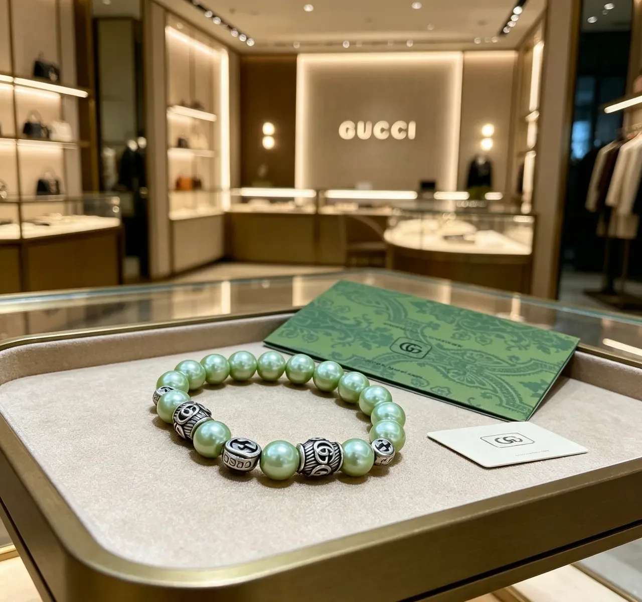 Gucci पर्ल और इंटरलॉकिंग G बीड ब्रेसलेट 2