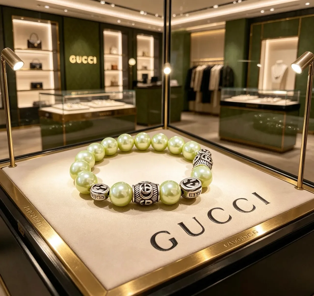 Gucci पर्ल और इंटरलॉकिंग G बीड ब्रेसलेट 7