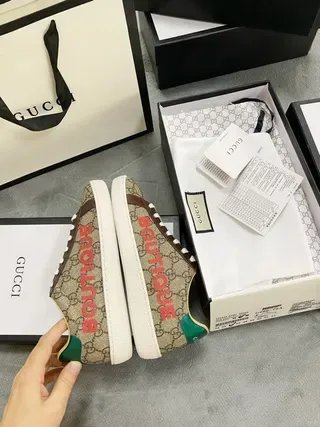Gucci Screener beige marrón rojo verde zapatillas lifestyle 6