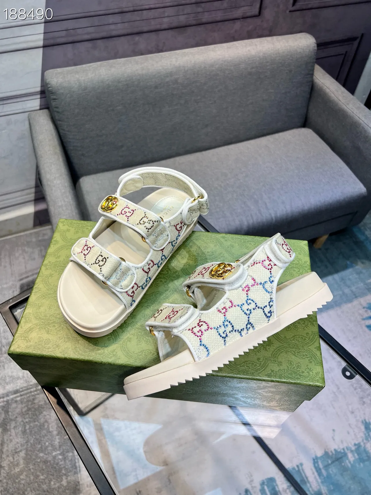 Gucci Screener GG-مطرز قماش كاجوال صندل 4
