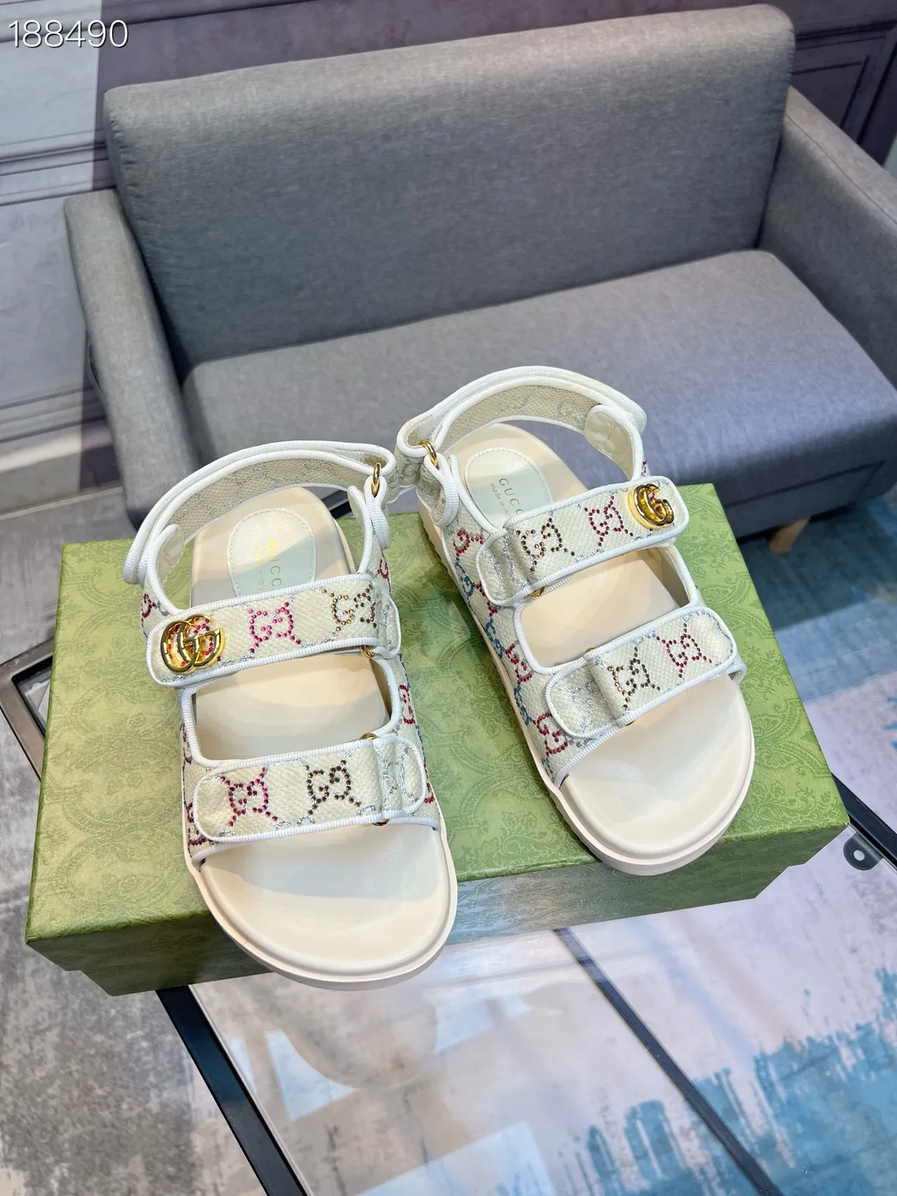 Gucci Screener GG-مطرز قماش كاجوال صندل 7