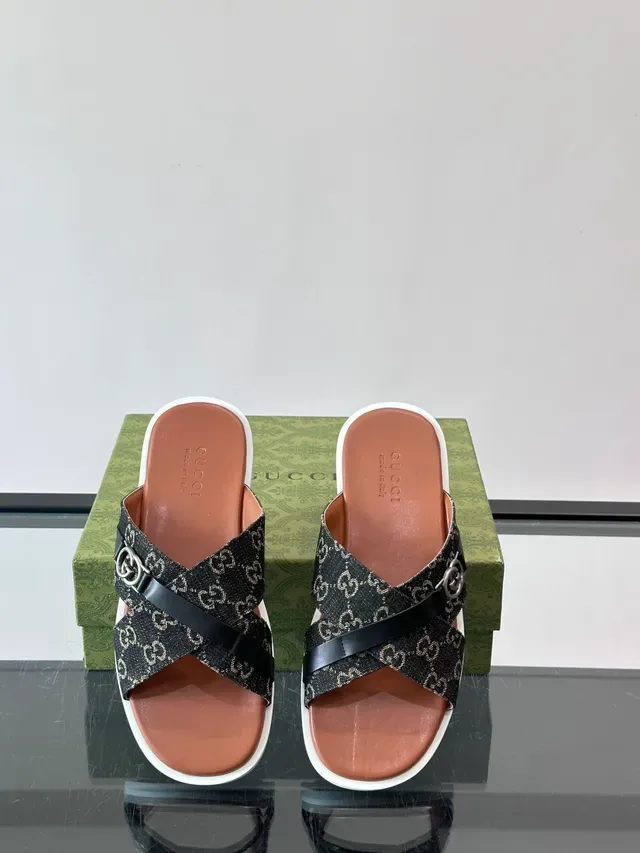 Gucci Screener GG Monogram Canvas Cross Strap Casual Sandals 2