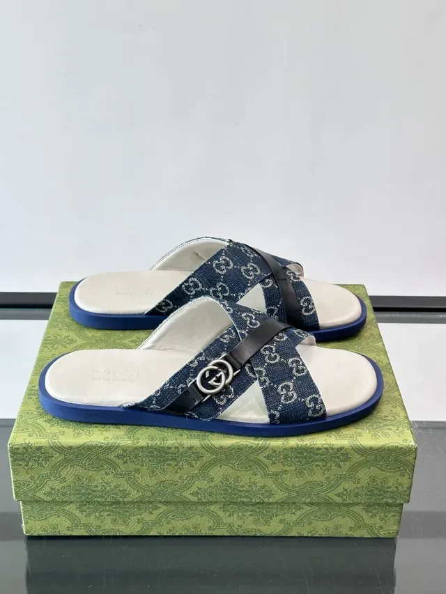 Gucci Screener GG Monogram Canvas Cross Strap Casual Sandals 6