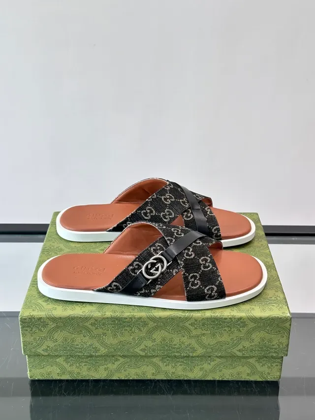 Gucci Screener GG Monogram Canvas Cross Strap Casual Sandals 7