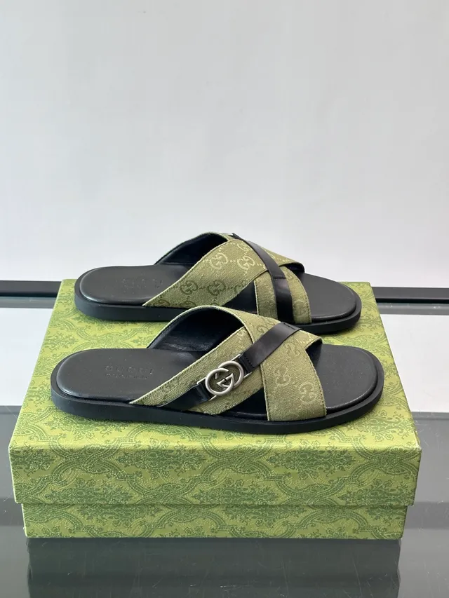Gucci Screener GG Monogram Cross-Strap Slide Casual Sandals 8