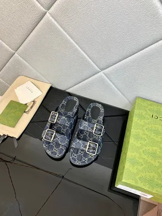 Gucci Screener GG Monogram Denim Blue Casual Sandals 3