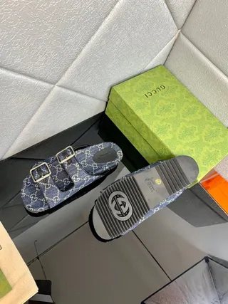 Gucci Screener GG Monogram Denim Blue Casual Sandals 4