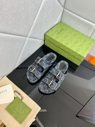 Gucci Screener GG Monogram Denim Blue Casual Sandals 5