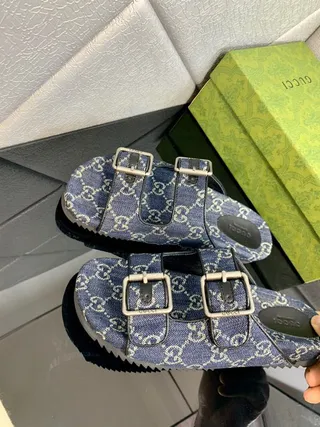 Gucci Screener GG Monogram Denim Blue Casual Sandals 6