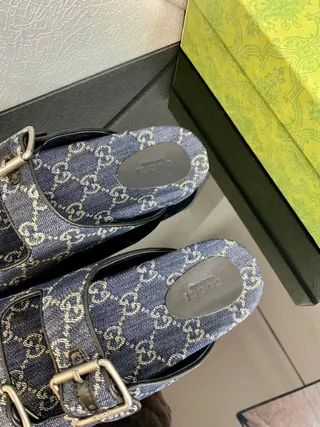Gucci Screener GG Monogram Denim Blue Casual Sandals 7
