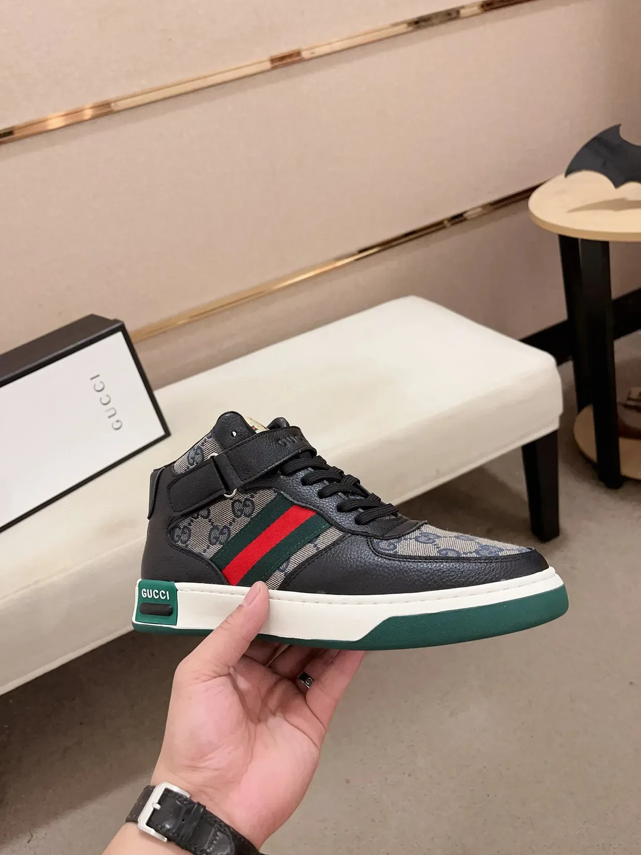 Gucci Screener High noir beige vert rouge sneakers lifestyle 4