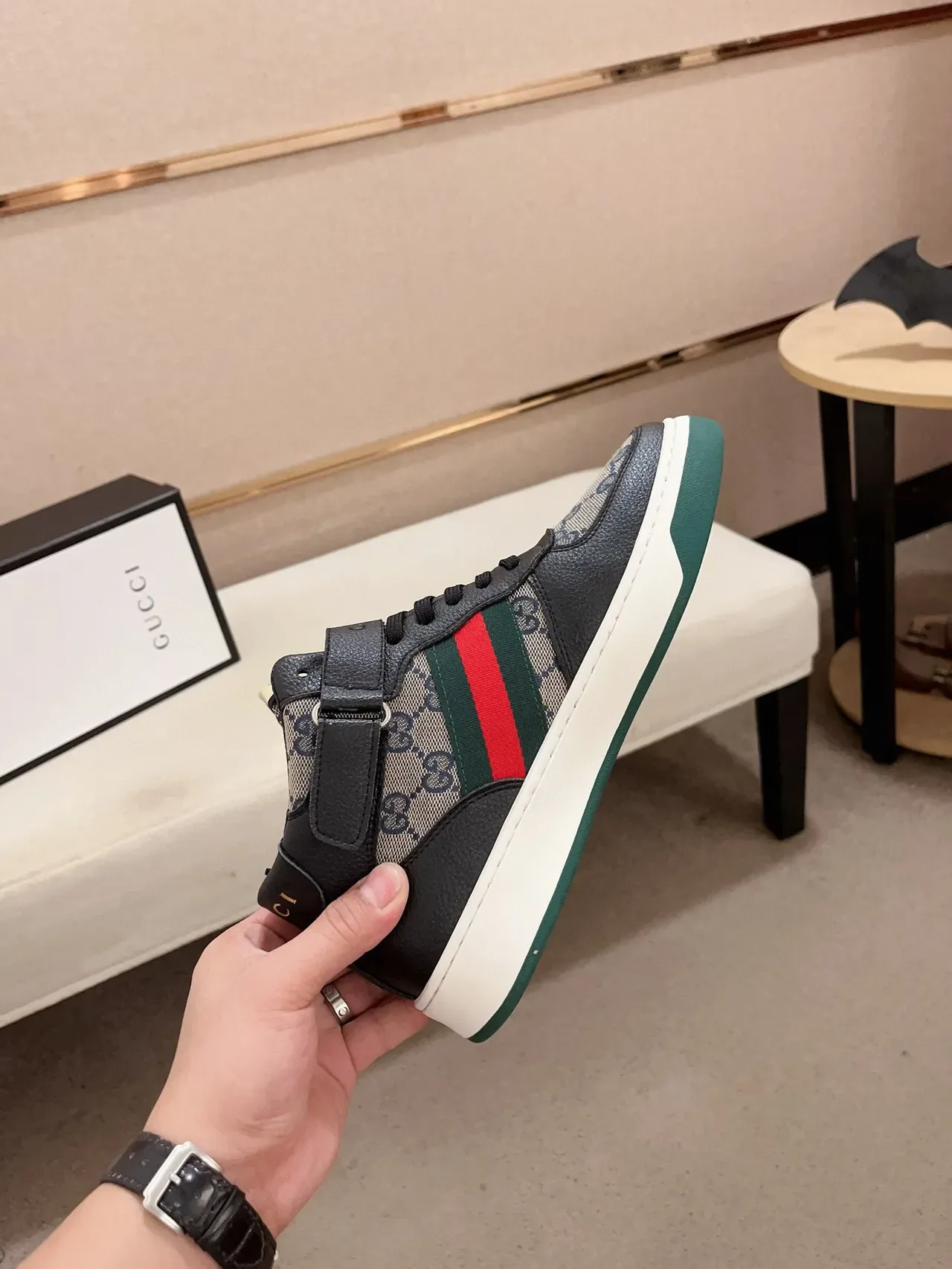 Gucci Screener High noir beige vert rouge sneakers lifestyle 5