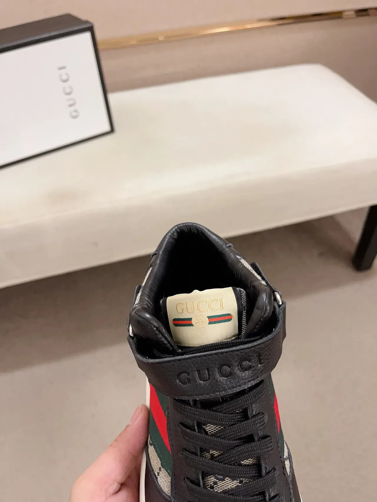 Gucci Screener High noir beige vert rouge sneakers lifestyle 6