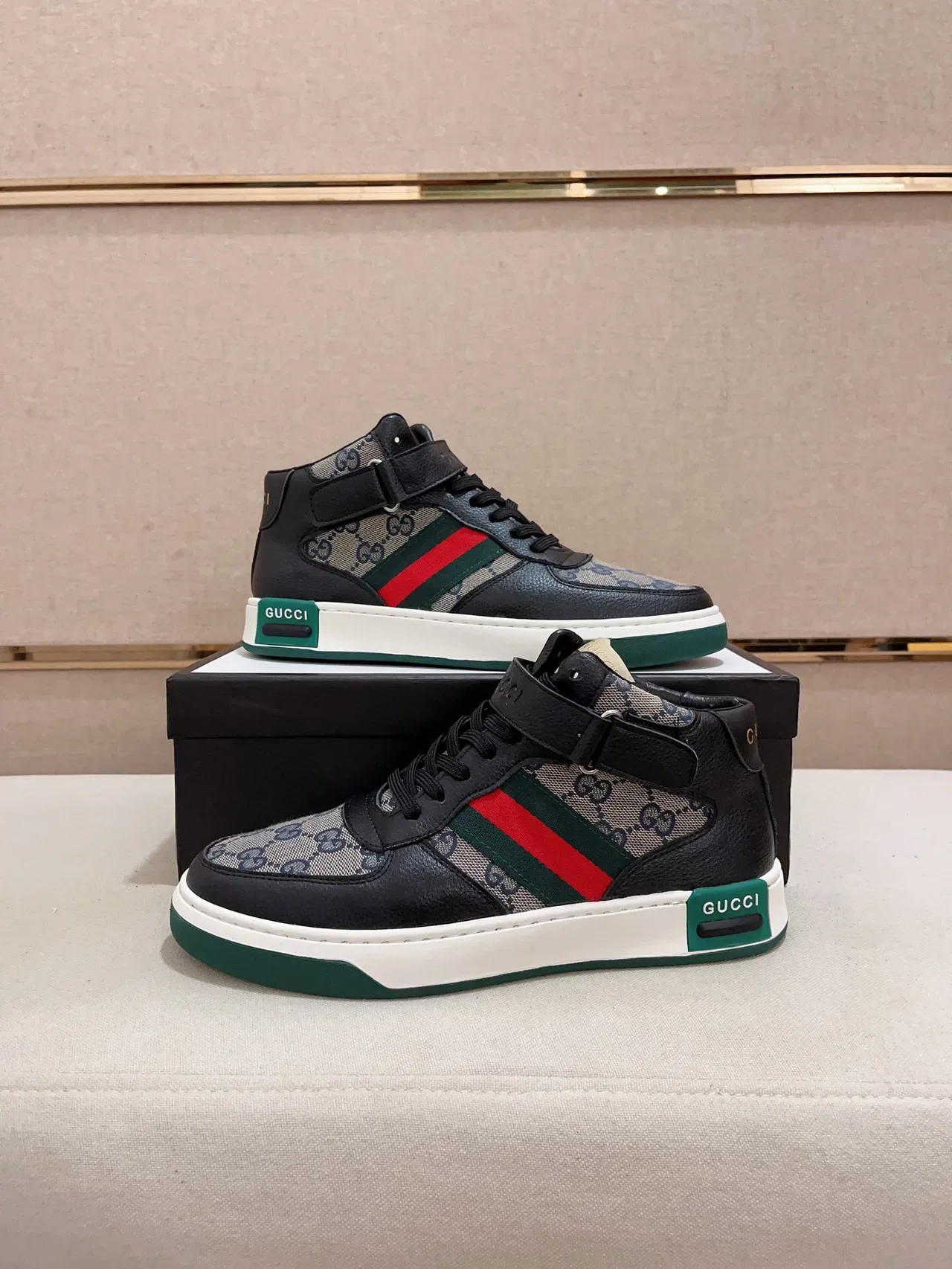 Gucci Screener High noir beige vert rouge sneakers lifestyle 7