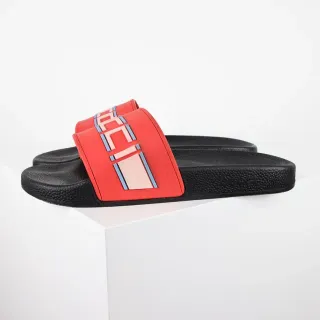 Gucci Screener 红色和黑色橡胶拖鞋