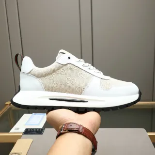 Gucci Screener Blanc et Beige GG Monogram Sneakers Lifestyle