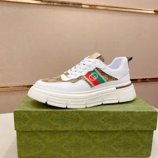 Gucci Screener White and Beige GG Monogram Lifestyle Sneakers — Gucci Lifestyle Sneakers photo from the Yupoo catalog
