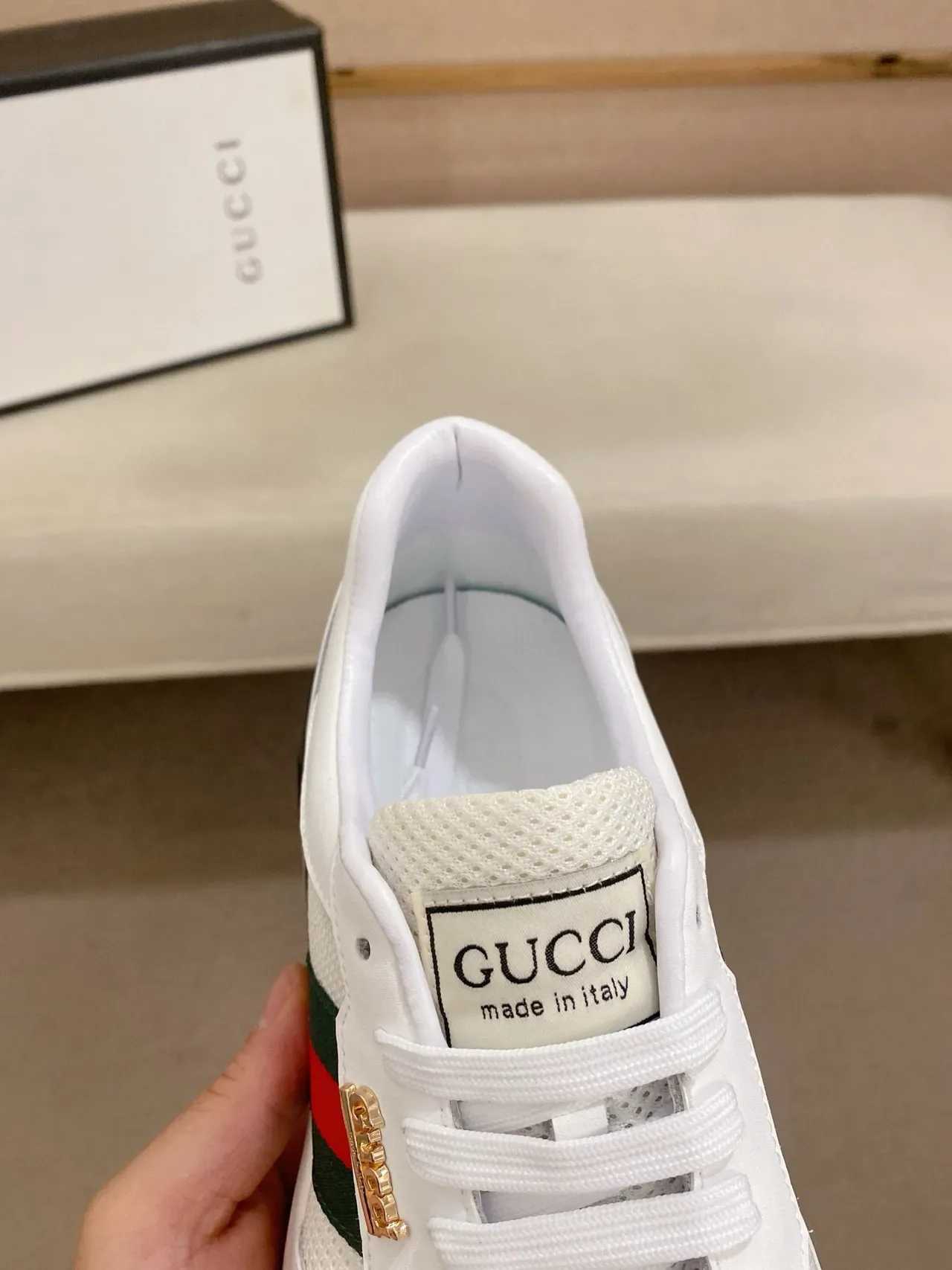 Gucci Screener White Green Red Web Lifestyle Sneakers 6