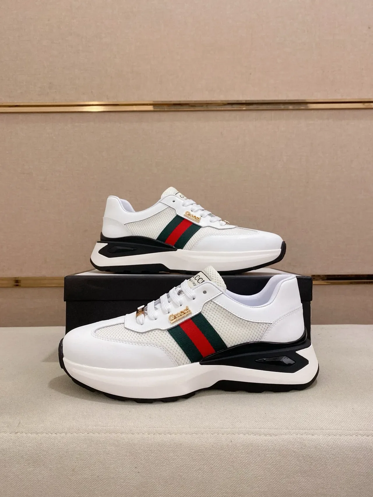 Gucci Screener White Green Red Web Lifestyle Sneakers 7