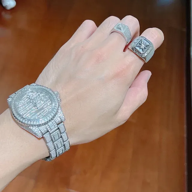 Gucci خاتم فضي أسود أسلوب سينيت حدود هندسية 8