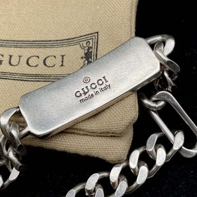 Gucci Silver White Engraved GG Monogram Necklace 3