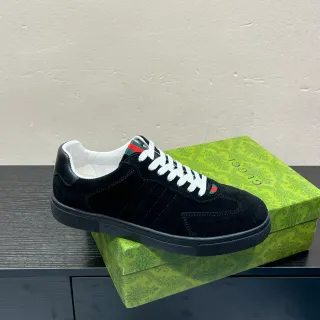 Gucci Tennis 1977 Black White Suede Upper Web Stripe Detail Lifestyle Sneakers