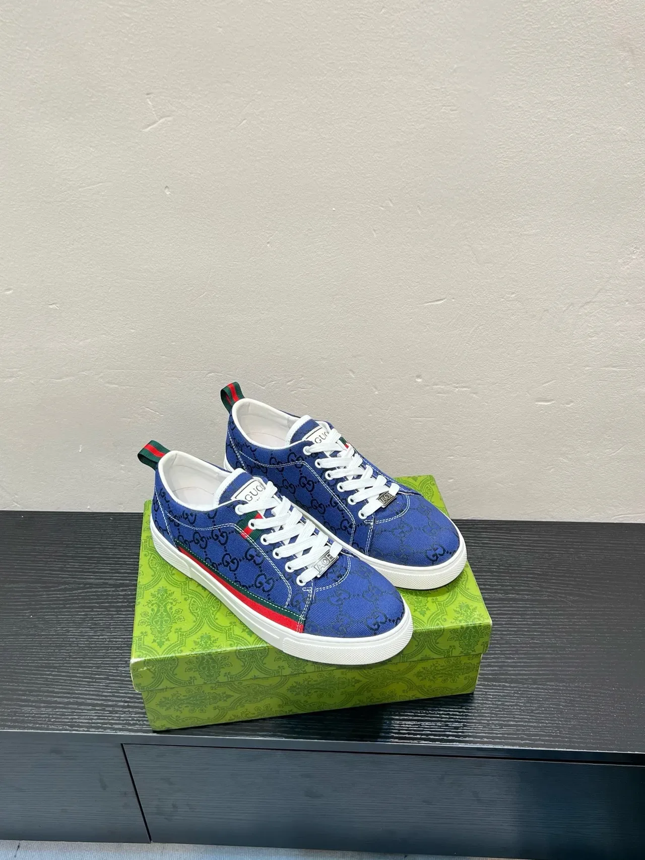 Gucci Tennis 1977 नीला GG Monogram Web Stripe जीवनशैली स्नीकर्स 4
