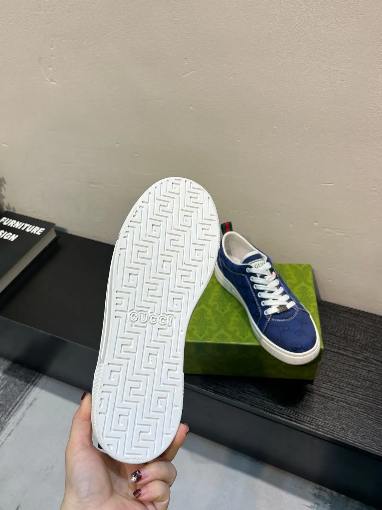 Gucci Tennis 1977 नीला GG Monogram Web Stripe जीवनशैली स्नीकर्स 8