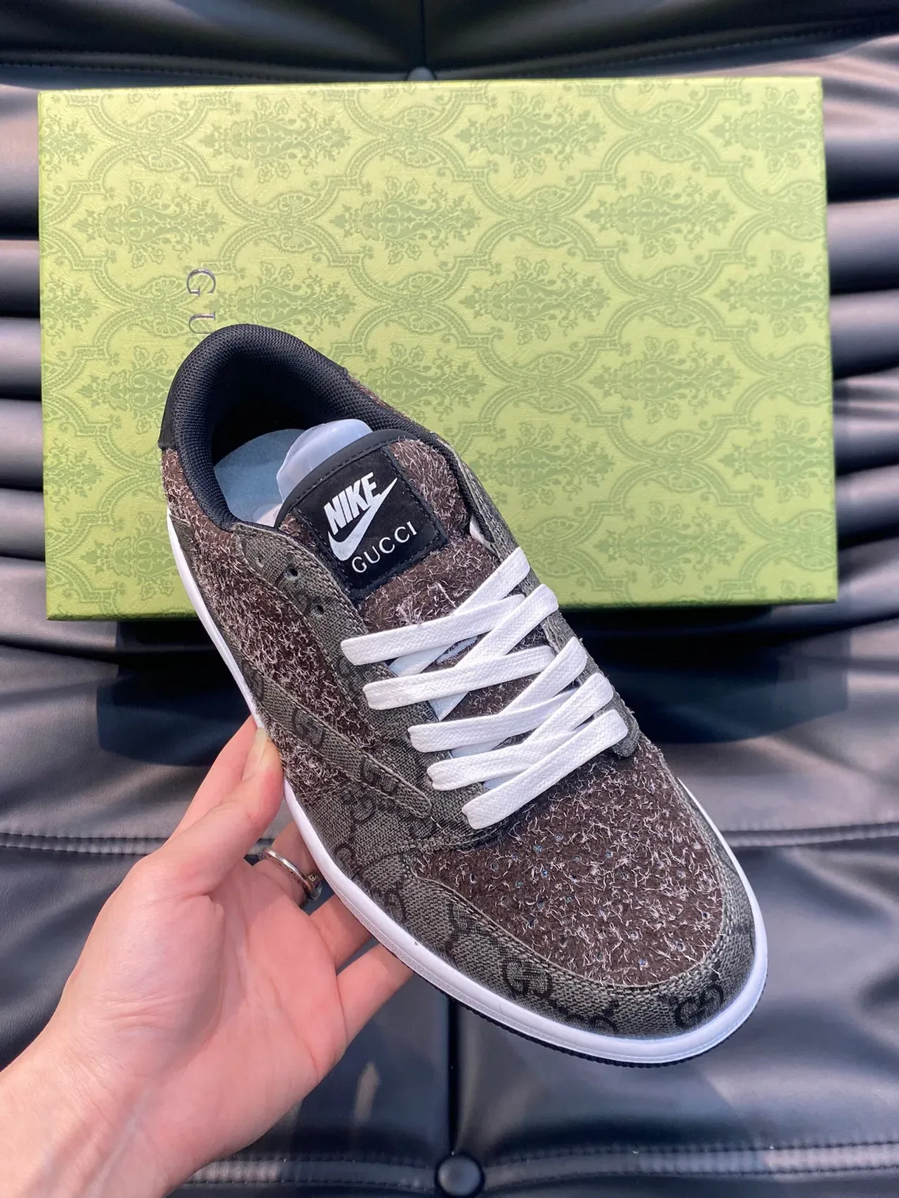Gucci Tennis 1977 GG Monogram Brown Textured Lifestyle Sneakers 6