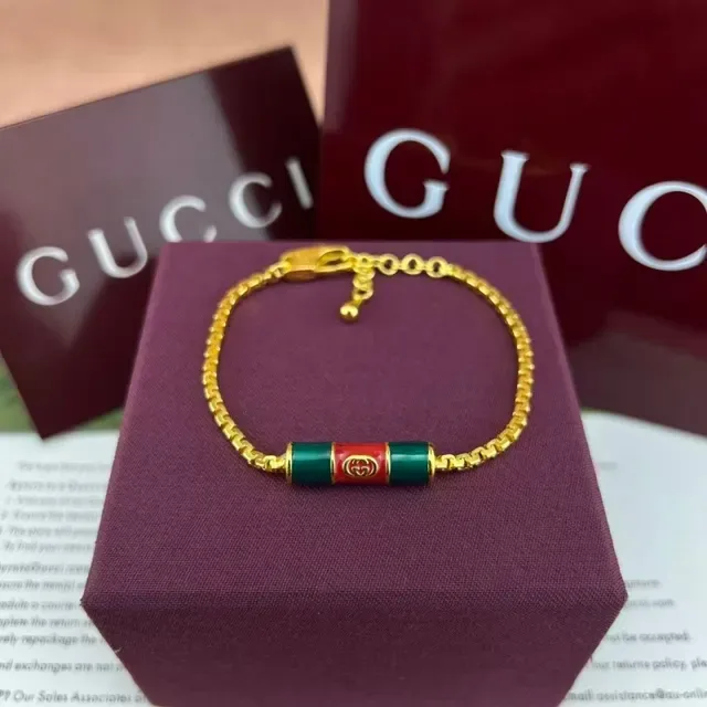 Gucci Web Enamel Cylinder Pendant Necklace 5