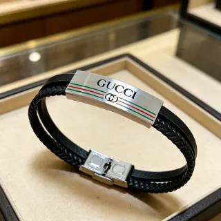 Gucci ويب سترايب سوار جلد مضفر