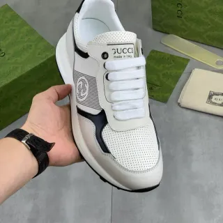 Gucci 白黑镂空脚趾条纹侧边生活休闲运动鞋