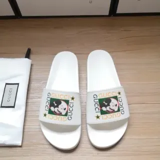 Gucci Sandalias Gráficas de Mickey Mouse Blancas