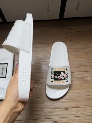 Gucci White Mickey Mouse Graphic Slide Slippers 2