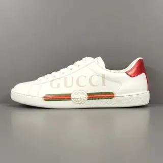 Gucci 白红皮革侧面Logo印花生活方式运动鞋