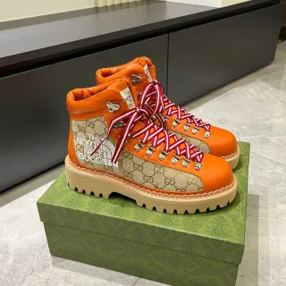 Gucci x The North Face Mountaineering Boot Orange GG Canvas Hiking Boots