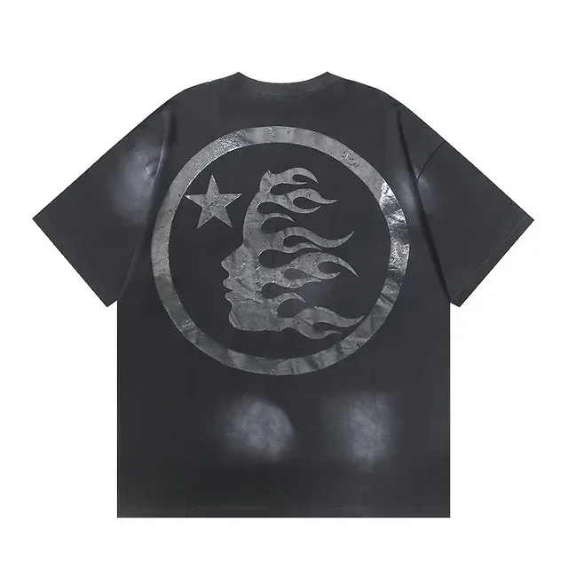 Hellstar Black Gray Oversized Fit Distressed Wash Effect T-Shirt 3