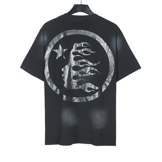 Hellstar Black Gray Oversized Fit Distressed Wash Effect T-Shirt 6